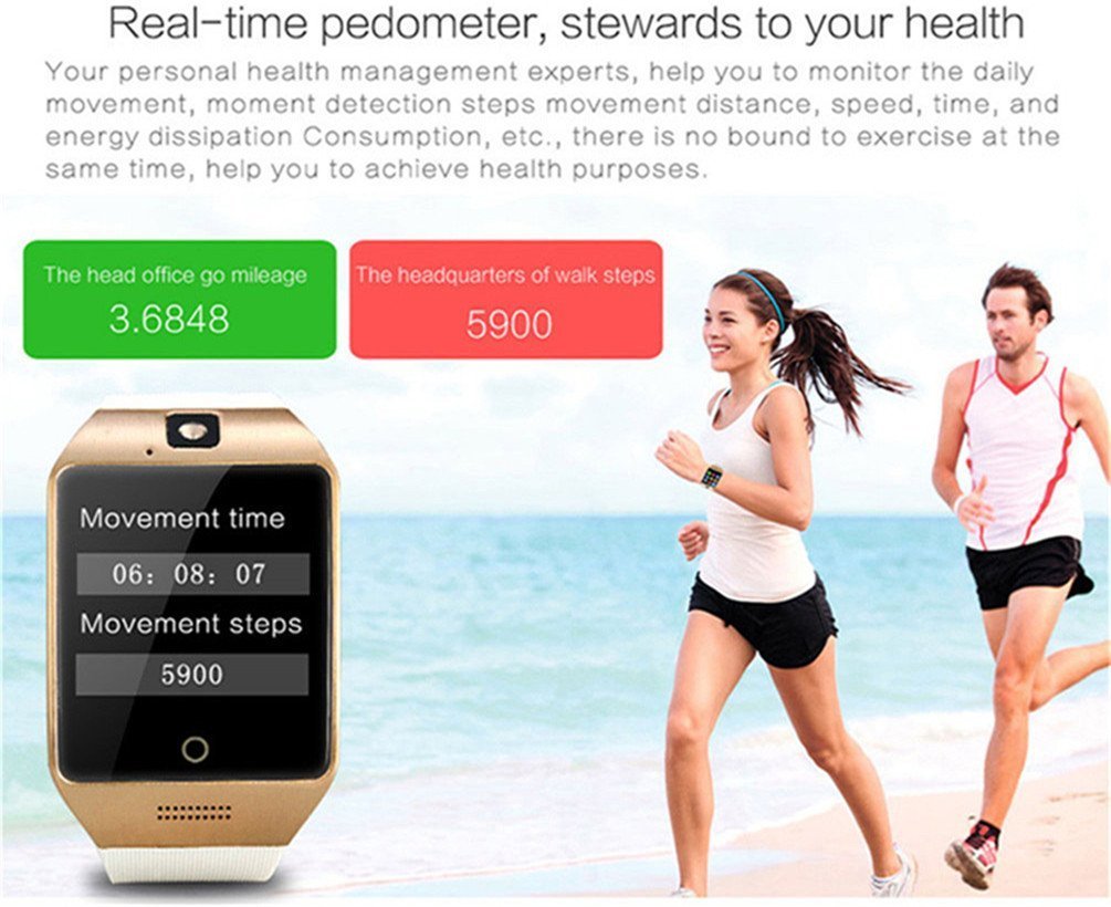 Smart Watch Phone,SUNETLINK Touch Screen Bluetooth Cell Phon e Watch Support Pedometer analysis/Sleep Monitoring with Camera NFC,for Android Smart Phones,Men Women