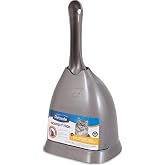 Petmate Scoop N' Hide Cat Litter Scoop with Discreet Holder, Brushed Nickel | Features a Deep Bucket Scoop with Built-In Rake to Sift Litter and a Hinged Stand That Hides the Scoop Between Cleanings