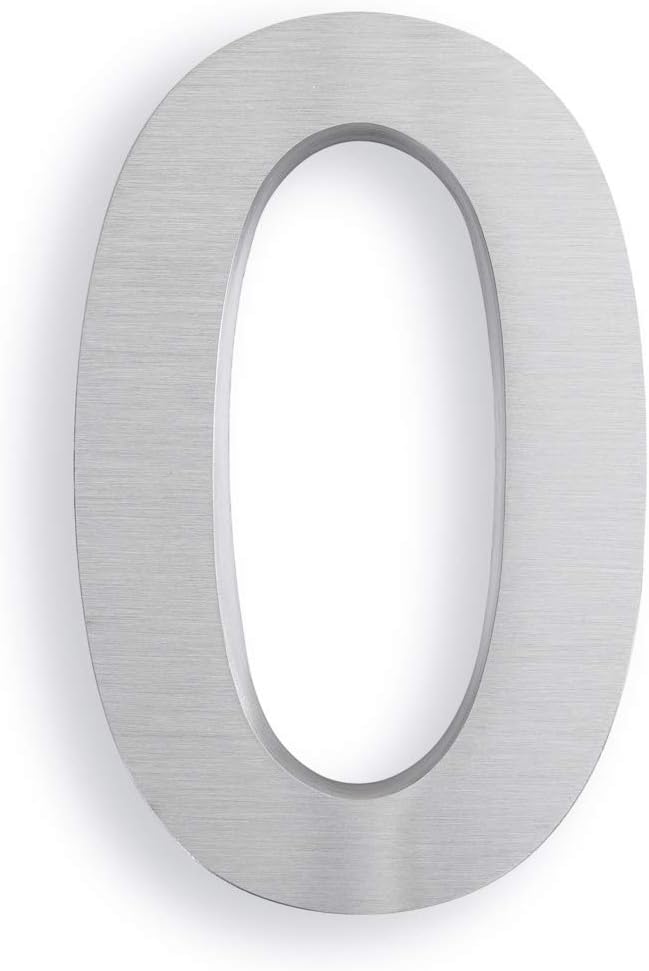 Address Signs - MSH Modern Stainless Hardware 6 Inch 3D Stainless Steel House Number 0