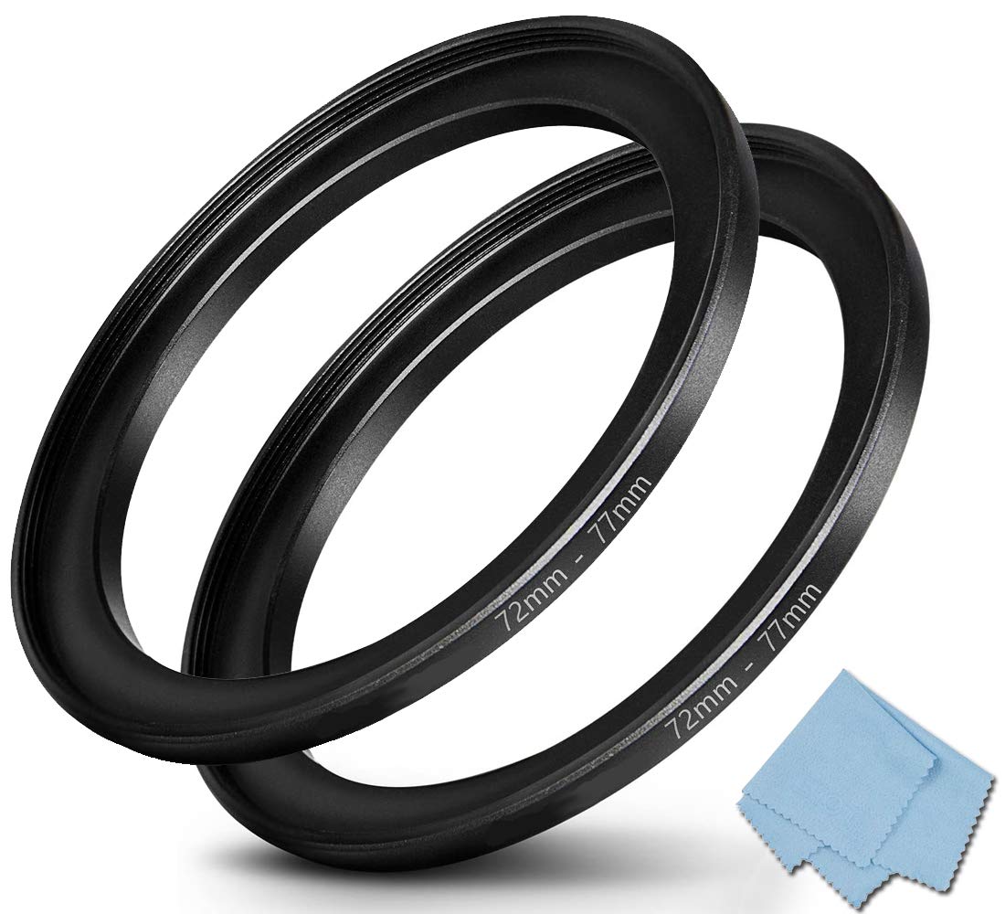 72mm-77mm Step Up Ring, Camera Lens Filter Step-Up Ring Lens Converter Accessories (72mm Lens to 77mm Filter) 2-Packs