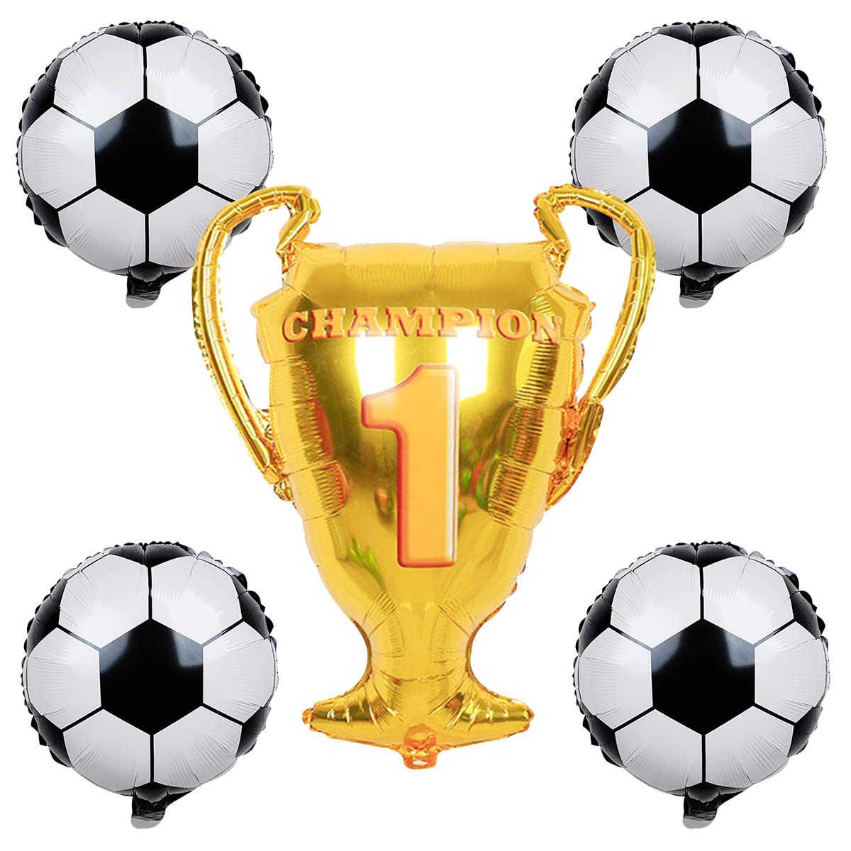 18'' Football Balloons and 32'' Large Trophy Balloons Set, Soccer Foil Balloons Champion Trophy Balloon Football Party Decorations Football Match for Football Fans Birthday balloons Supplies