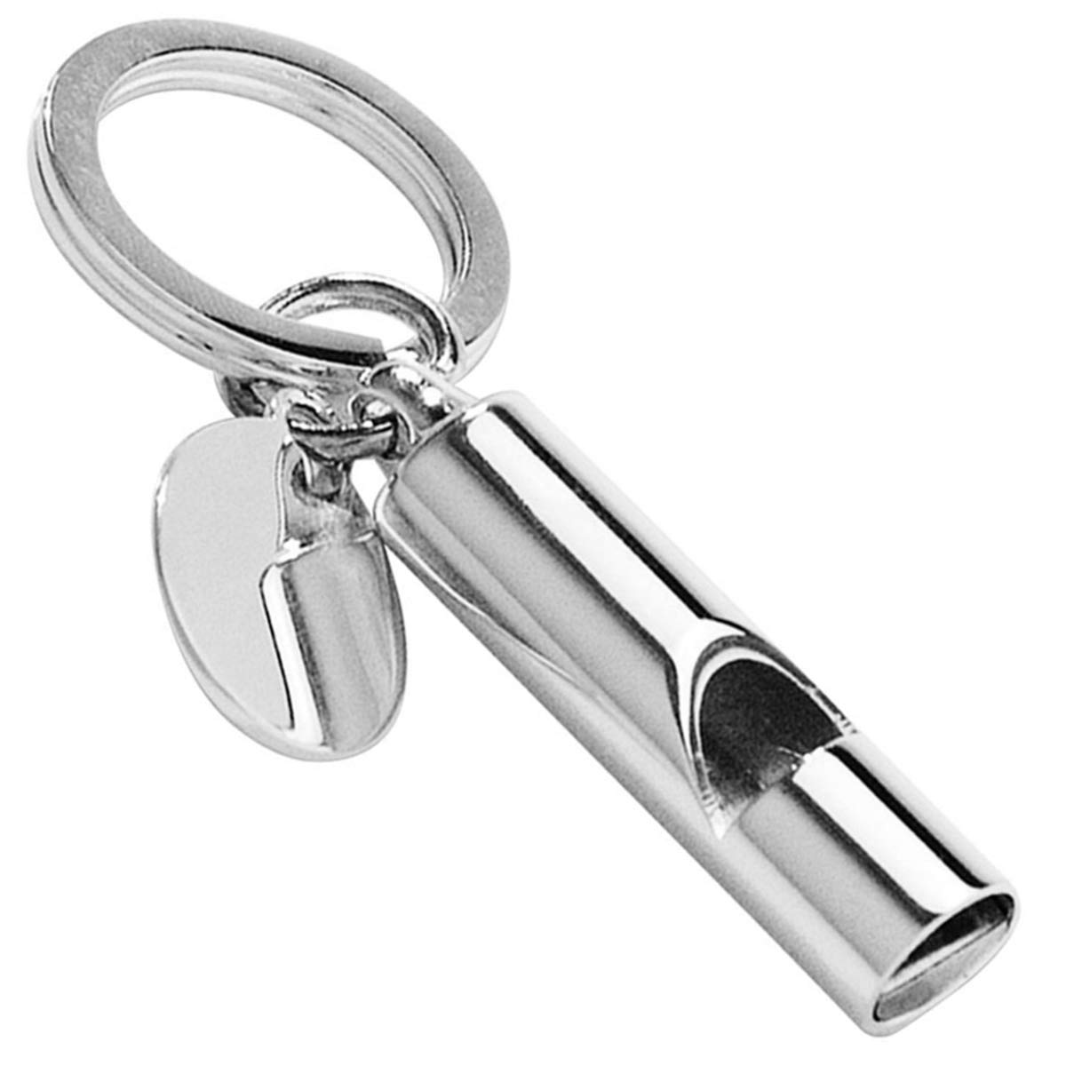 SILBERKANNE Whistle Key Ring 8 x 2 x 1 cm with Engraving Plate Silver Plated in Premium Workmanship, silver, 8x2x1 cm