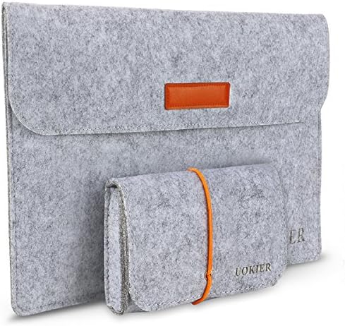 Uokier 13-13.3 Inch MacBook Air/ Retina Macbook Pro/ 12.9 Inch iPad Pro Sleeve Case Cover, Ultrabook Laptop Notebook Carrying Case Protective Bag, All-in-one Storage, Light Gray