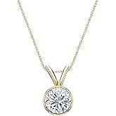 14k Yellow Gold Bezel-Set Round Diamond Solitaire Pendant (1/5-1 cttw, O.White, I1-I2)
