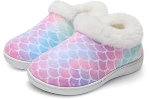 JOINFREE Toddler Slippers Boys Girls Slip-On Fuzzy Booties Warm Winter Shoes for Indoor Outdoor Non-Slip Soft House Shoes for