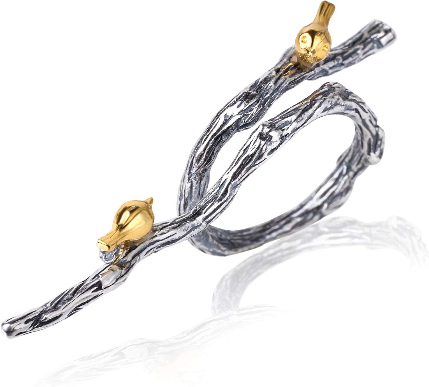 Lotus Fun S925 Sterling Silver Rings Birds On Branch Open Ring Funny Original Design Adjustable Rings Handmade Jewelry Unique Gift For Women And Girls Silver Antique Silver Amazon Co Uk Jewellery