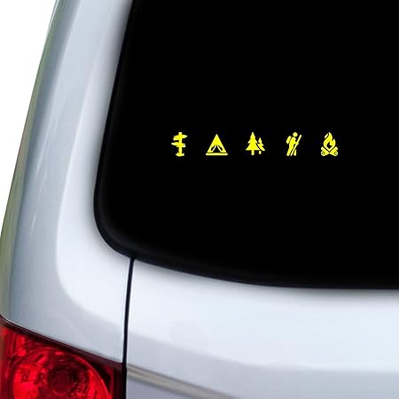Amazon Stickany車とオートデカールシリーズ5キャンプアイコンステッカーfor Windows ドア フード デフォルト イエロー 1067 4176 ステッカー デカール 車 バイク