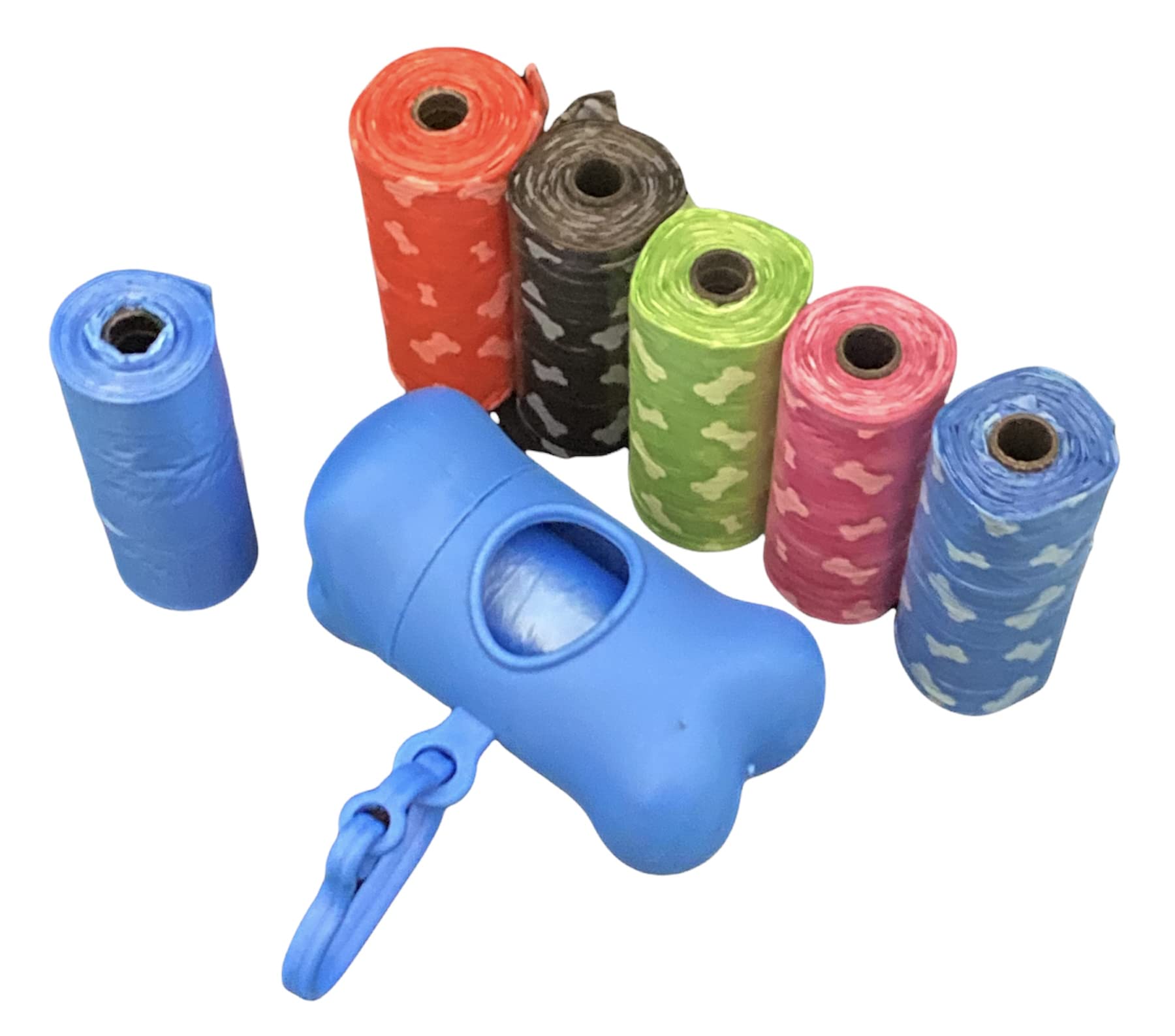 Dog Waste Bags with Dispenser and Leash Clips, Pack of 105 Dog Hygiene Bags with Dispenser and Clips, Dog Waste Bags (Blue)