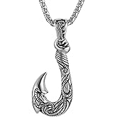 STWTR Hawaiian stainless steel fishhook pendant necklace Moana Fishhook Viking necklace Father husband boyfriend gift