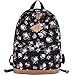 DGY Womens Peony Pattern Design Korean Fashion Casual Preppy Style Backpack G00133 Black