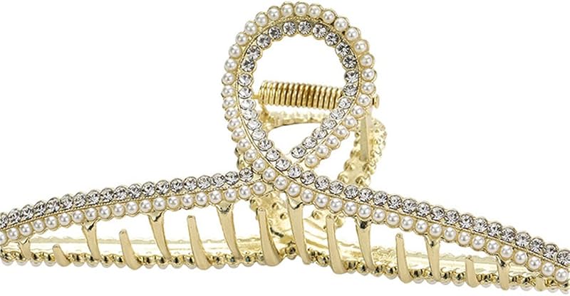 VNEWSCHI Pearl Crystal Hair Claw Clips Big Non Slip Strong Hold Hairpins Women