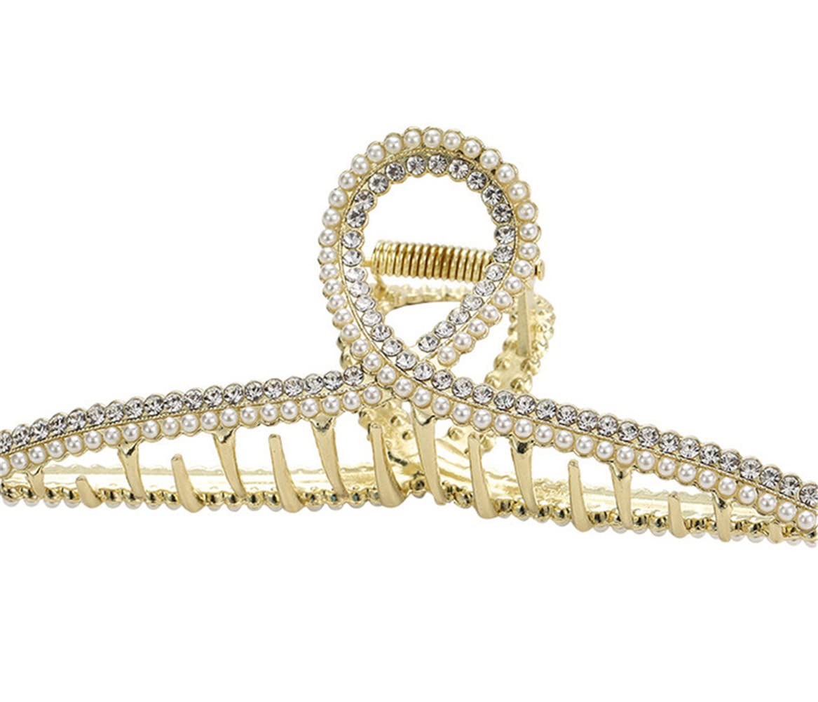 Pearl Crystal Hair Claw Clips - Non Slip Big Hair Strong Hairpins for Women - Styling Tools
