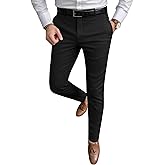 Ntrlv Men's Slim Fit Stretch Dress Pants Business Casual Skinny Tapered Chinos Trousers with Expandable Waist