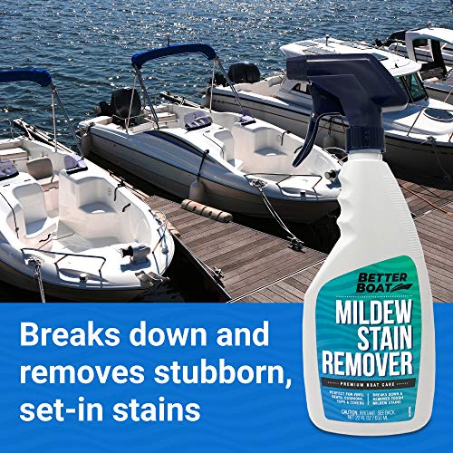 Mold and Mildew Stain Remover Cleaner Boat Seats Fabric, Canvas, Carpet, Vinyl Stain Removal Boats, RV, Car, Household Bathroom Shower Walls, Patio Outdoor Furniture, Pillows Spray w/o Gel 22Oz