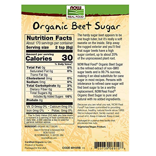 NOW Foods, Certified Organic Beet Sugar, Extracted from Organic Sugar
