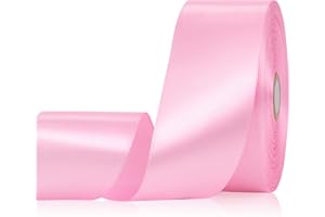 Sagaat Pink Satin Ribbon 2 Inch 60 Yards, Pink Fabric Ribbons for Flower Bouquet, Wedding, Crafts, Gift Wrapping, Baby Shower, Hair and Outdoor Decor