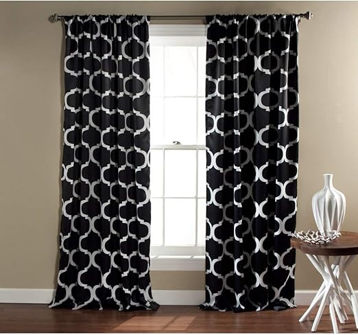 Amazon Com Unkn 2pc 84 Bold Black White Moroccan Curtains Panel
