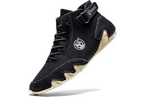 FLYLAND Men's Casual Leather Fashion Sneakers Ankle Chukka Boots Slip On Lightweight Loafers Walking Driving Shoes