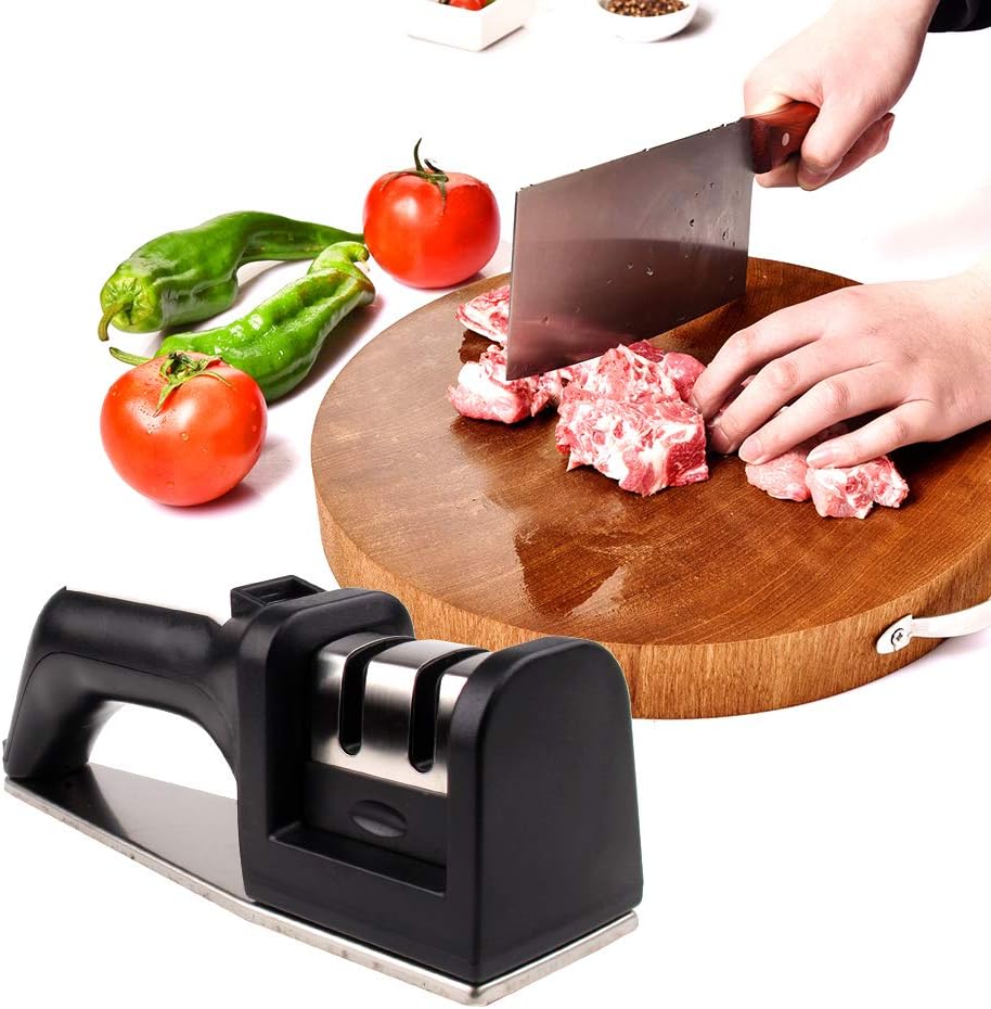 Knife Sharpener Professional Sharpening System Tool with Anti Slip Stone Piece