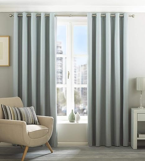 Riva Paoletti Eclipse Blackout Eyelet Curtains Duck Egg Blue 66