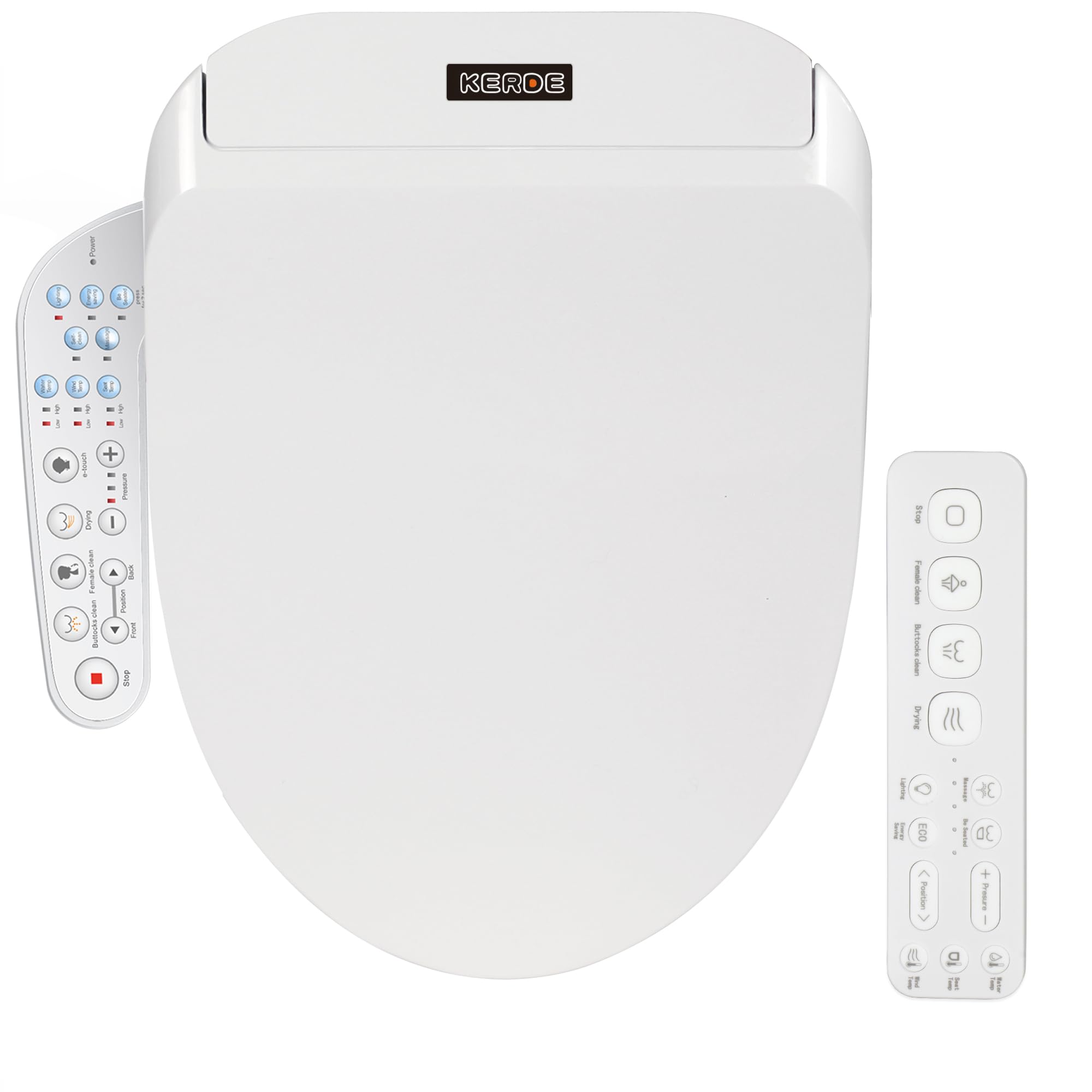 Photo 1 of KERDE P30B Bidet Toilet Seat - Dual Control (Side Panel & Remote), Warm Water Wash, Heated Seat, Warm Air Dryer, LED Night Light,Existing Toilets Electric Bidet Elongated Electronic Heated Smart
