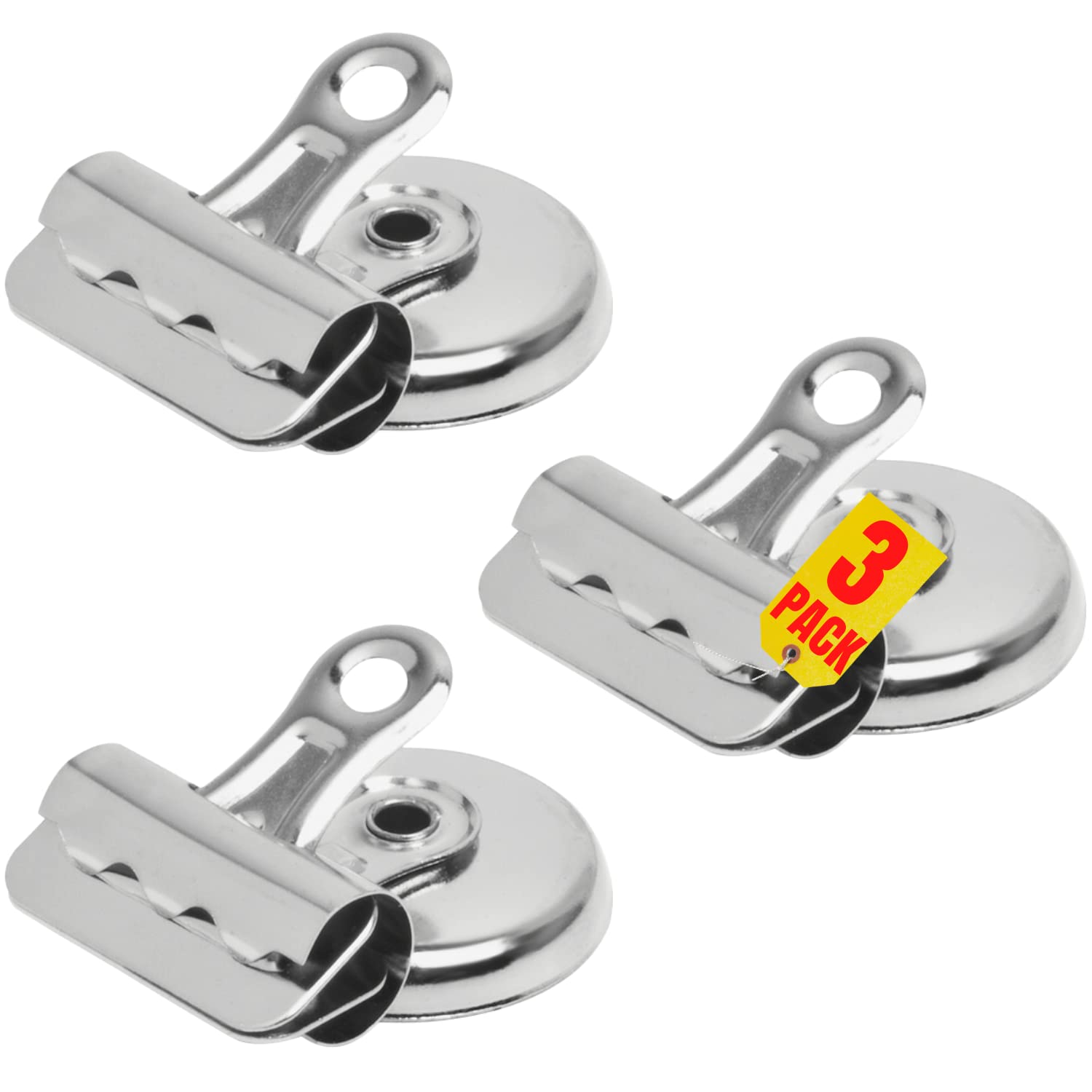 Photo 1 of 1InTheOffice Magnetic Clips 1.5 Inch - Heavy Duty Refrigerator Magnetic Clips - 1.3" (3), Clip Magnets