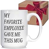 HIWERAN Boss Gifts Worlds Best Boss Mug 15 oz Funny Birthday Gift for Men Women, Christmas Gift for Manager Coworker Leader Supervisor, My Favorite Employee Gave Me This Mug white