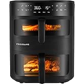 DualZone 4-in-1 Stacked Air Fryer - 11.6qt Capacity, with Sync Cook and Sync Finish - 4 Pre-Programmed Air Fry Settings, Blac