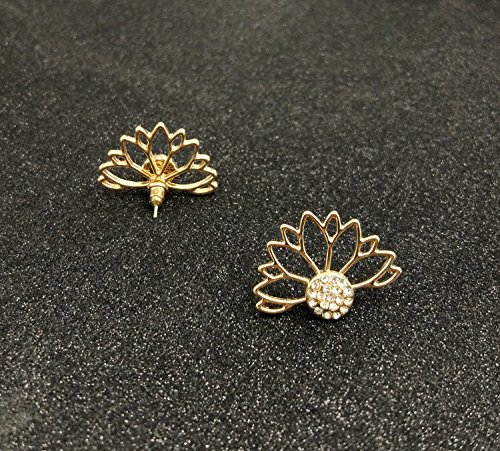Suyi Fashion Hollow Lotus Flower Earrings Crystal Simple Chic Stud Earrings Set AGS