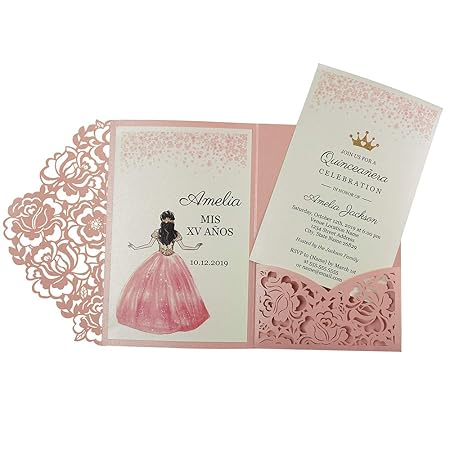 Wedding Planner Inviti Per Matrimonio Con Buste Per Inviti Di Addio Al Nubilato Cene Cw0008 Rosa 50pcs