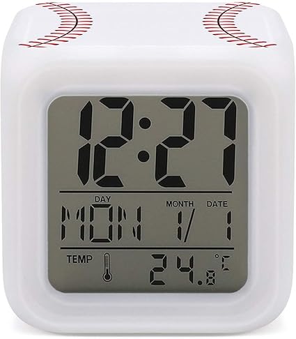 Amazon Co Jp 野球 子供7色変更ledデジタル目覚まし時計日付アラーム温度計デスクトップテーブルキューブ目覚まし時計夜光 ホーム キッチン