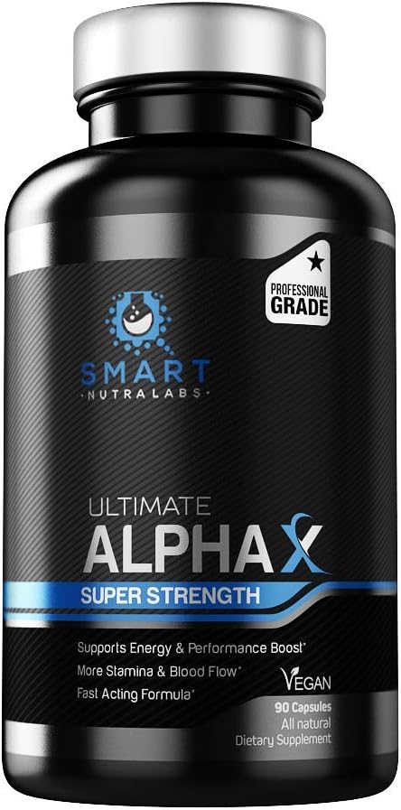 Ultimate AlphaX Male Enhancing Pills- Super Strength Enlargement Booster For Men- Professional Grade All Natural Vegan Supplement- Size, Energy, Mood, Stamina & Endurance Support- Made in USA, 90 Caps: Health & Personal Care