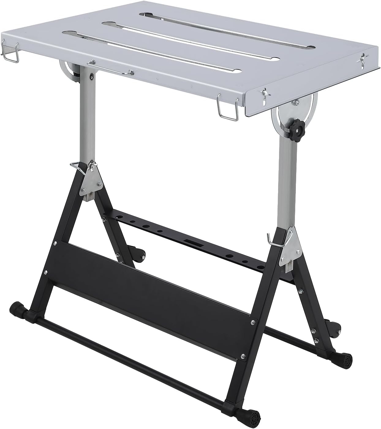 Photo 1 of Portable Welding Table 30x21 Inch 400lb Capacity Steel Workbench for Garage Workshop Metal Adjustable Tilt Angles Non-Slip Base 2 Wheels Folding Design Easy Move for Garage