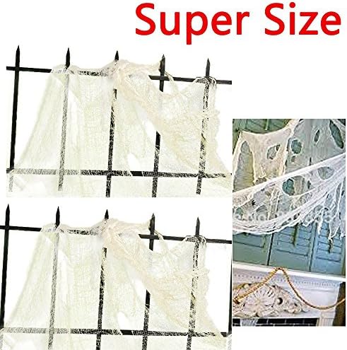 2 PCS ZHIHU Super Size 180"-300" Creepy Halloween Creepy gray black purple white Cloth for Halloween Party Supplies &amp; Decorations(300inch, white)