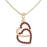 LUSTRE AND LIGHT Natural Gemstone Heart In Heart Pendant Necklaces for Women in Silver/18K Yellow/Rose Gold Vermeil, Birthstone Jewelry Gifts for Her Birthday, Anniversary, Christmas,Graduation