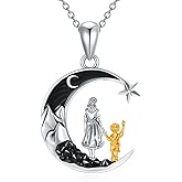 Flpruy 925 Sterling Silver Mother Daughter/Father Daughter/Couple Crescent Moon Pendant Necklace I Love You to the Moon and Back Jewelry Gifts for Family Women Daoghter Wife Girlfriend