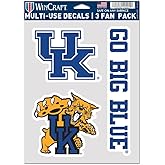 NCAA Kentucky Wildcats Decal Multi Use Fan 3 Pack, Team Colors, One Size