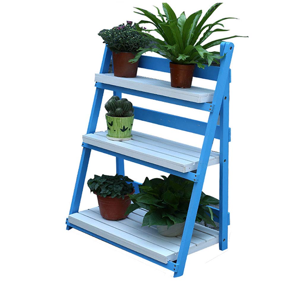 日本未入荷 木製植物棚 屋外植物3層ガーデンホルダーディスプレイ棚フラワーポットラック植物スタンドラダー用ホーム屋内 ブルー B07mtk76p8 収納ケースボックス Wwmp Org Za