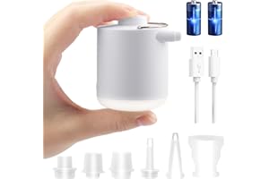 Electric Air Pump for Inflatable, Mini Portable Air Pump with 5 Nozzles, USB Rechargeable Battery, Quickly Inflate Deflate fo