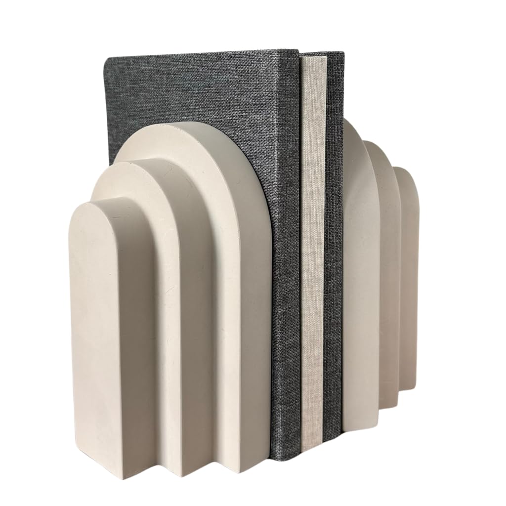 Photo 1 of OAKOA Concrete Heavy Book Ends Decorative - Decorative Bookends for Heavy Books - Book Ends for Shelves Decorative - Heavy Duty Bookends for Shelves Decorative - Modern Bookends Decorative
