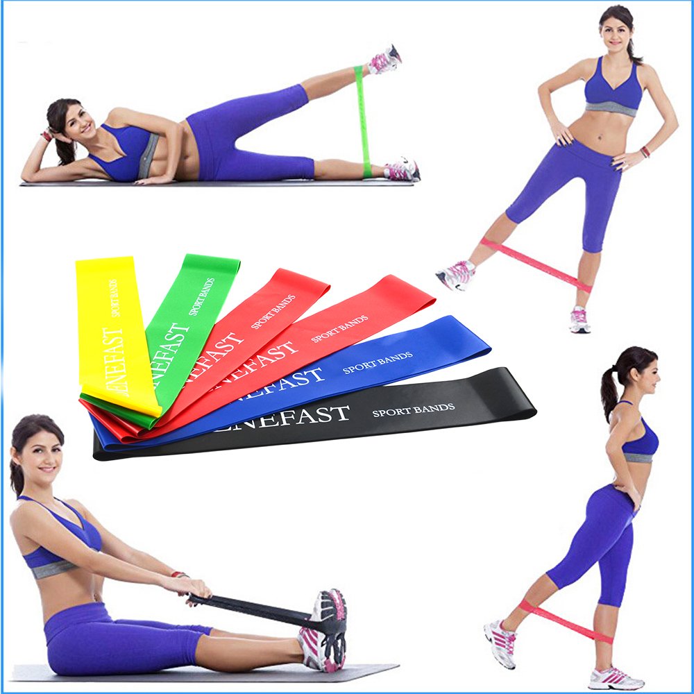Benefast Resistance Bands, Exercise Bands Set of 6 with Different Strength levels, for Workout, Home Fitness, Stretching, Yoga, Pilates, Rehab, Physical Therapy