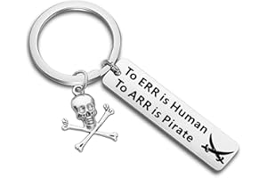 KUIYAI To ERR is Human To ARR is Pirate Keychain Funny Pirate Gift Skull and Swords Humor Keychain