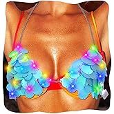 REETAN Light Up Bra Top Sequin Rave Led Body Accessories for Women
