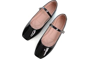 TN TANGNEST Leather Flats for Women Comfortable Square Toe Slip On Flats Soft Work Flats Retro Mary Jane Flats