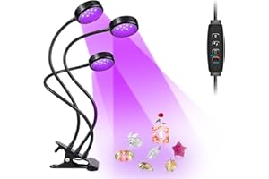 LEDLampsWorld USB UV Black Light 3 Heads, 15W 395nm-405nm LED UV Lamp with Clamp, Gooseneck UV Light for Resin Curing, Blacklight Poster, Fluorescent Paint, Collection