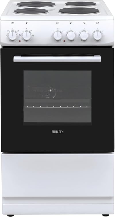 Haden HES50W Electric Cooker 50cm 52L Freestanding 4 Solid Plate White