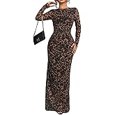 Women's Tie Dye Long Sleeve Maxi Dress Bodycon Ruched Night Out Formal Cocktail Long Dress for Wedding Guest Party