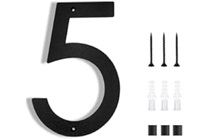 LUIETY 8 Inch House Numbers for Outside Modern | Large Floating Black House Numbers | Address Numbers/Door Garage Gate |911 Visibility Signage (5)