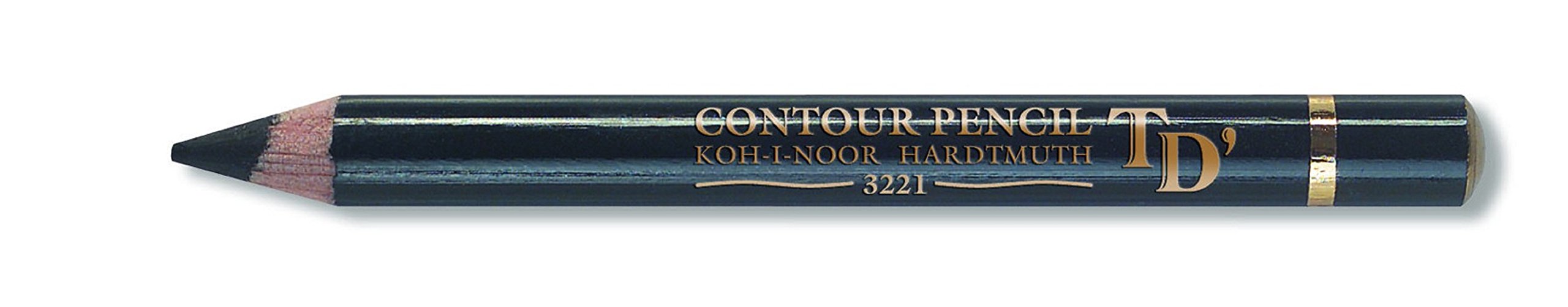 KOH-I-NOOR 3221 Contour Black Coloured Round Drawing Pencil - Black (Box of 12)