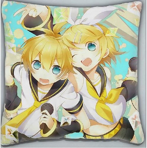 Decorative Japanese Anime Throw Pillow Covers Cushion Covers Pillowcase Miku Vocaloid Miku Hatsune Kagamine RIN Len, 16x16 Double-sided Design